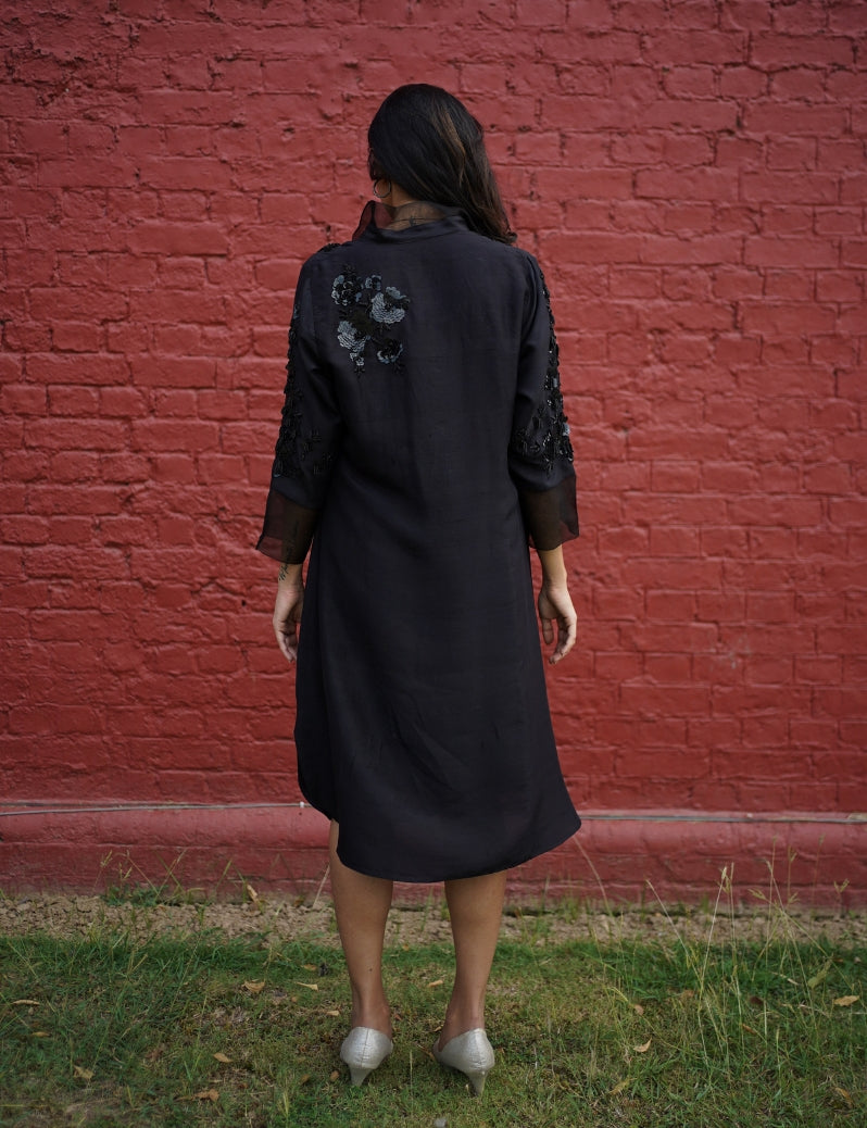 THE BEAUTIFUL BLACK COLOR DRESS WITH HAND EMBROIDERY