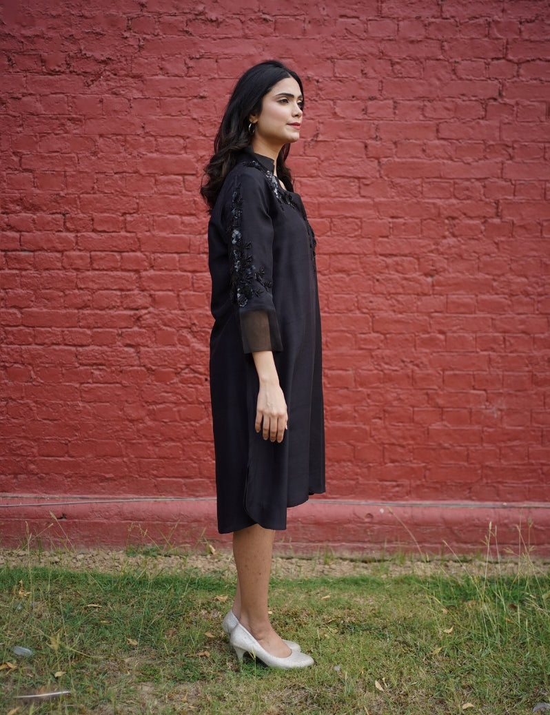 THE BEAUTIFUL BLACK COLOR DRESS WITH HAND EMBROIDERY