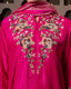 FUSCHIA PINK SILK KURTA, TISSUE FABRIC SHARARA AND STRIPE DUPATTA
