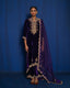 PURPLE VELVET SUIT SET WITH HAND EMBROIDERY OF PURE GOLD ZARDOZI