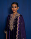 PURPLE VELVET SUIT SET WITH HAND EMBROIDERY OF PURE GOLD ZARDOZI