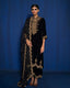 BLACK VELVET SUIT SET WITH HAND EMBROIDERY OF PURE GOLD ZARDOZI