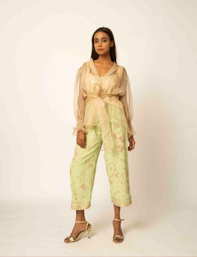 Parsi pants paired with organza jacket