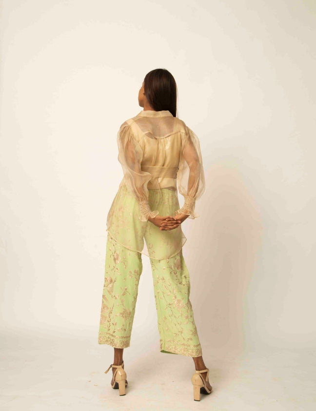 Parsi pants paired with organza jacket