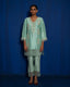 MINT GREEN KURTA AND PAJAMA WITH HAND EMBROIDERY OF ZARDOZI WITH THREAD