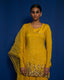 YELLOW SHARARA SET WITH HAND EMBROIDERY OF ZARDOZI WITH DULL GOLD