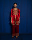 RED SUIT SET WITH HAND EMBROIDERY OF GOLD ZARDOZI WITH DORI