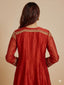 Rust Short Kurta With Tulip Dhoti