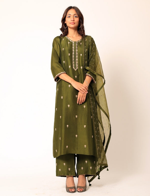 Emerald green kurta set