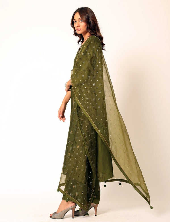 Emerald green kurta set