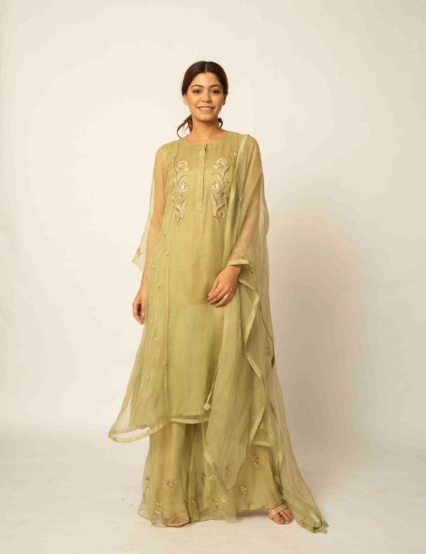 Olive green kurta set