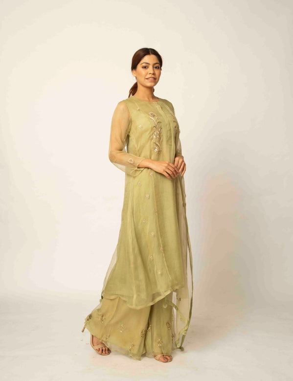 Olive green kurta set