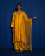 YELLOW RAW SILK SUIT SET WITH HAND EMBROIDERY OF ZARDOZI ON KURTA