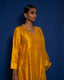 YELLOW RAW SILK SUIT SET WITH HAND EMBROIDERY OF ZARDOZI ON KURTA