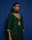 GREEN SILK SALWAR SET WITH HAND EMBROIDERY OF ZARDOZI ON KURTA