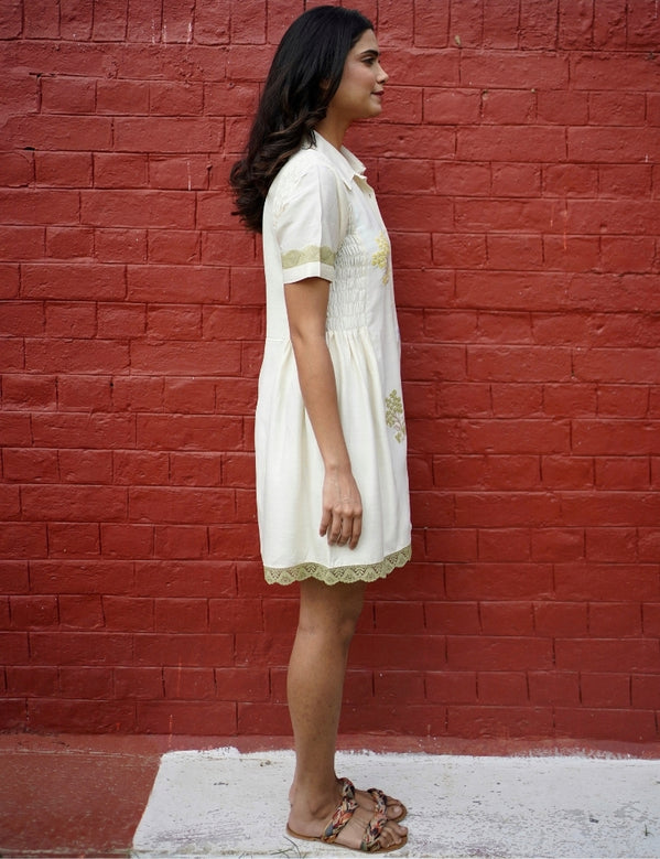 Short white dress with florals