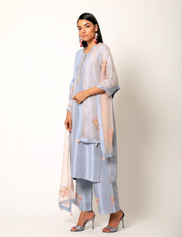 Light blue and peach kurta set