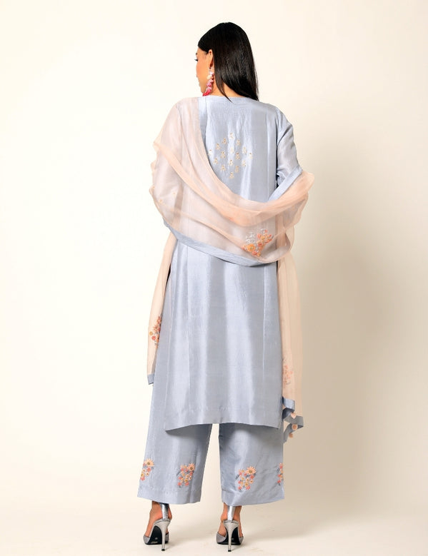 Light blue and peach kurta set