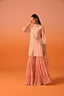 Pink Kurta and Sharara Set with Threadwork and Moti Embroidery