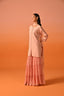 Pink Kurta and Sharara Set with Threadwork and Moti Embroidery