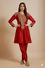 Rust Short Kurta With Tulip Dhoti