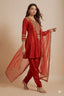 Rust Short Kurta With Tulip Dhoti