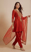 Rust Short Kurta With Tulip Dhoti